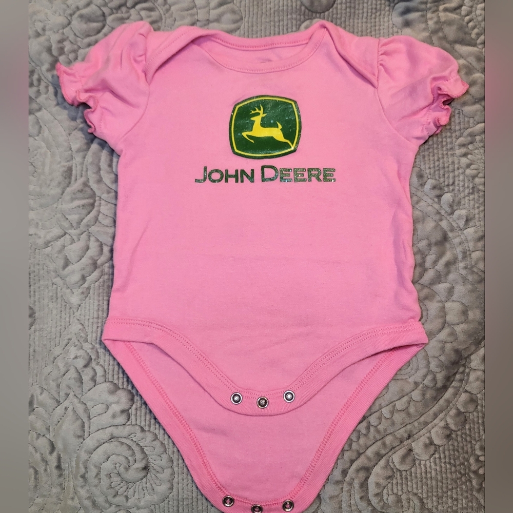 John Deere onesie, pink - 9-12 months, ruffled sleeves, soft cotton